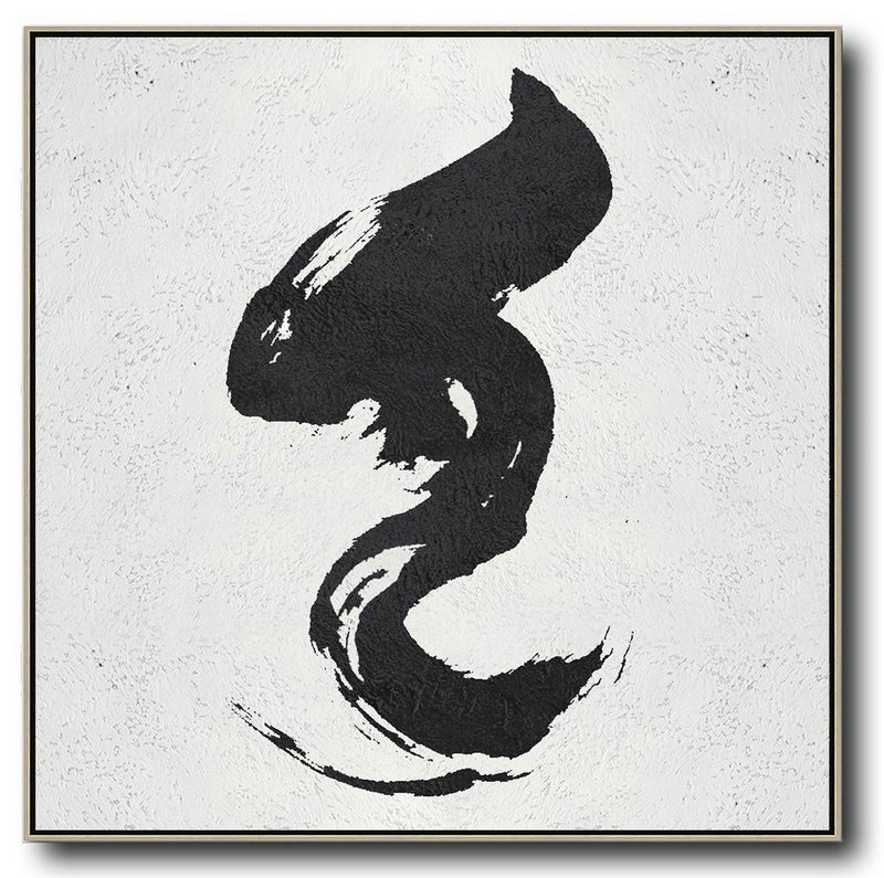 Extra Large Textured Painting On Canvas,Oversized Minimal Black And White Painting - Textured Painting Canvas Art